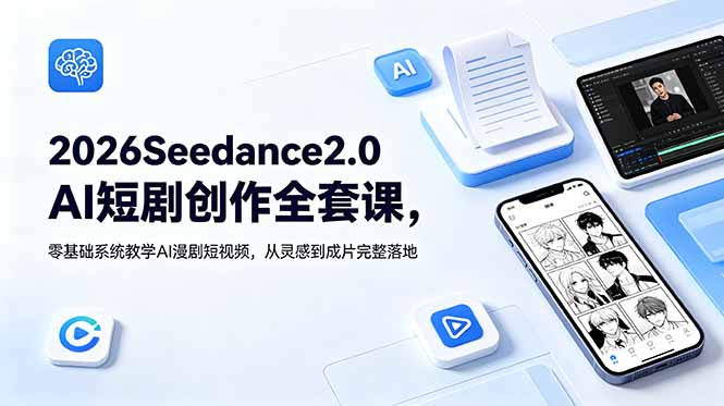 2026Seedance2.0AI短剧创作全套课，零基础系统教学AI漫剧短视频，从灵感到成片完整落地-快名资源网