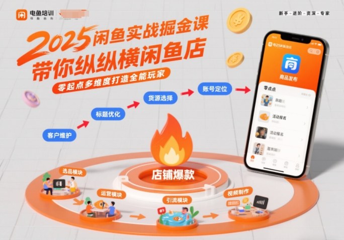 2025闲鱼实战掘金课，带你纵横闲鱼店，零起点多维度打造全能玩家-快名资源网