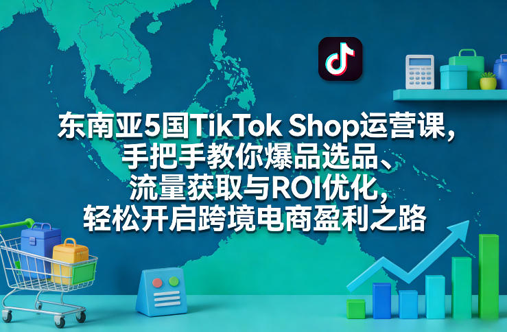 东南亚5国TikTok Shop运营课，手把手教你爆品选品、流量获取与ROI优化，轻松开启跨境电商盈利之路-快名资源网