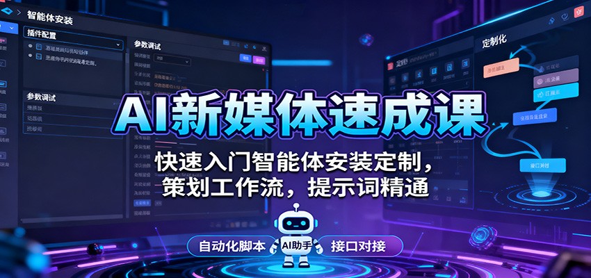 AI新媒体速成课：快速入门智能体安装定制，策划工作流，提示词精通-快名资源网
