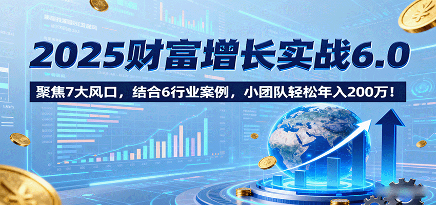 2025财富增长实战6.0，聚焦7大风口，结合6行业案例，小团队轻松年入200万！-快名资源网