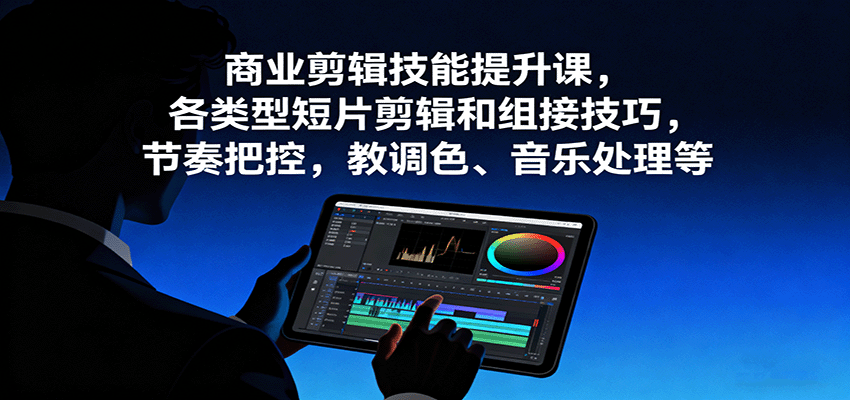 商业剪辑技能提升课，各类型短片剪辑和组接技巧，节奏把控，教调色、音乐处理等-快名资源网
