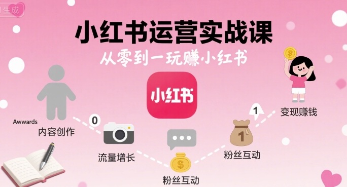 小红书运营实战课，从零到一玩賺小红书-快名资源网