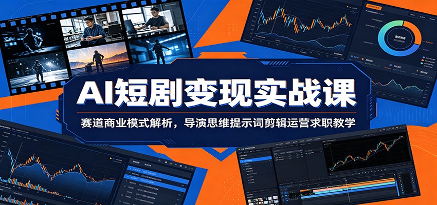 AI短剧变现实战课：赛道商业模式解析，导演思维提示词剪辑运营求职教学-青虫资源网