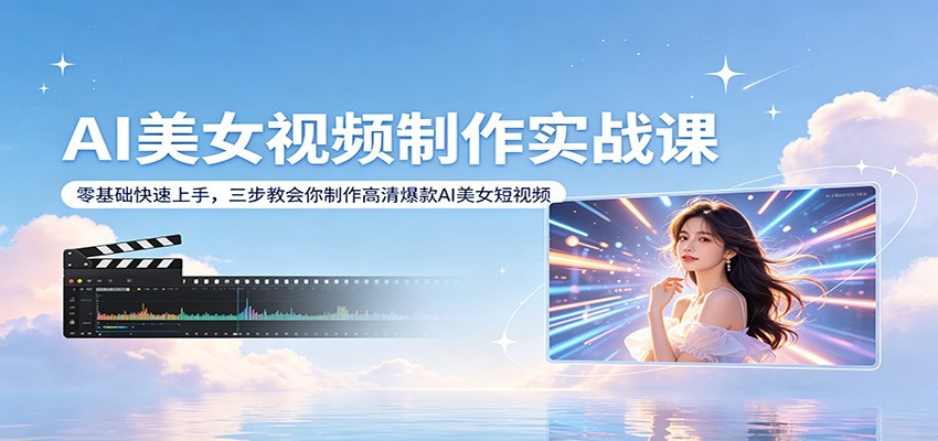 AI美女视频制作实战课：零基础快速上手，三步教会你制作高清爆款AI美女短视频-快名资源网