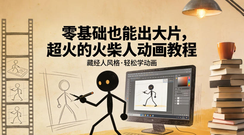 零基础也能出大片，超火的火柴人动画教程(藏经人风格)-快名资源网