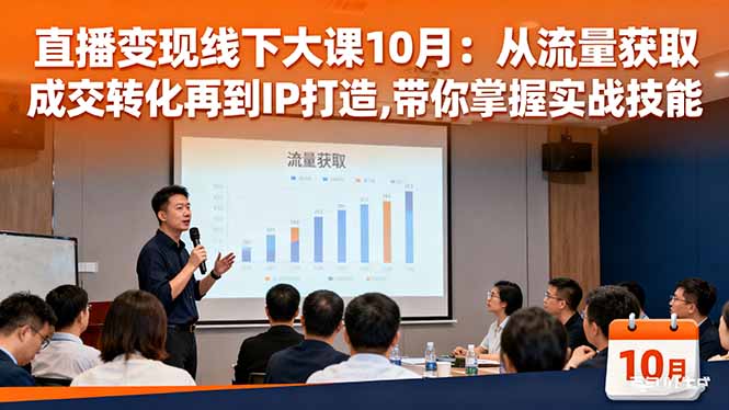 直播变现线下大课10月：从流量获取到成交转化再到IP打造,带你掌握实战技能-快名资源网