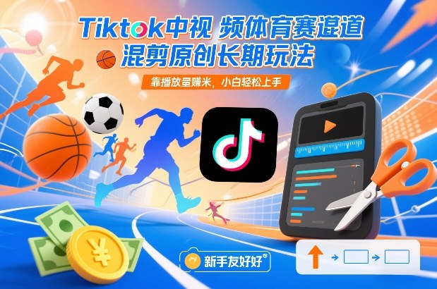 Tiktok中视频体育赛道混剪原创长期玩法，靠播放量賺米，小白轻松上手-快名资源网