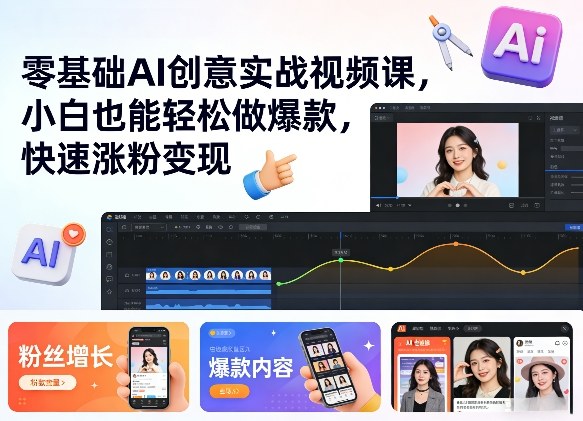 零基础AI创意实战视频课，小白也能轻松做爆款，快速涨粉变现-快名资源网