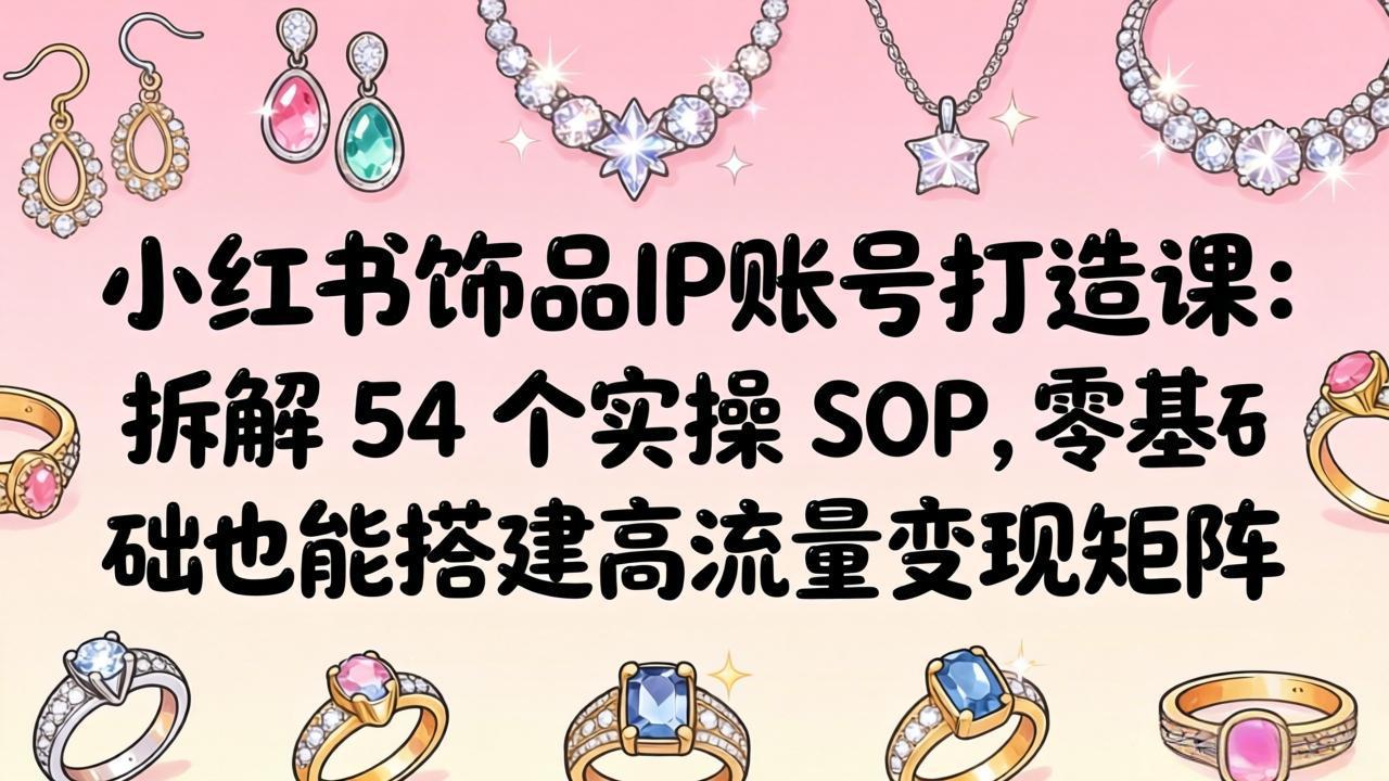 小红书饰品IP账号打造课：拆解 54 个实操 SOP，零基础也能搭建高流量变现矩阵-快名资源网