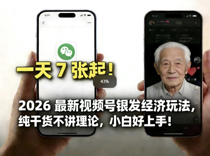 2026最新视频号银发经济玩法，轻松每天7张起，小白也可做-快名资源网