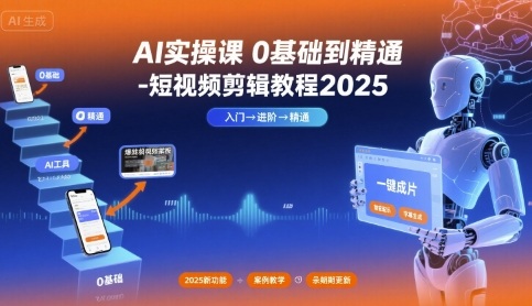 AI实操课0基础到精通-短视频剪辑教程2025-快名资源网