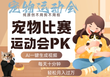 AI一键生成宠物比赛运动会PK视频，纯原创不用剪不用拍，每天十分钟，轻松月入过1W+-快名资源网