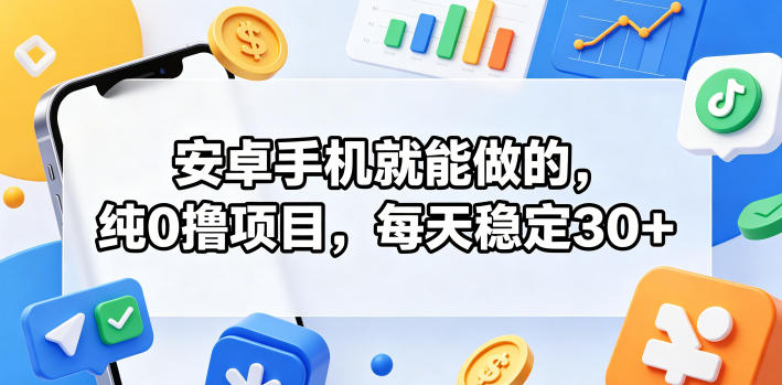 安卓手机就能做的，纯0撸项目，每天稳定30+-快名资源网