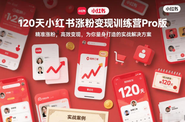 120天小红书涨粉变现训练营Pro版，​精准涨粉，高效变现​，为你量身打造的实战解决方案-快名资源网