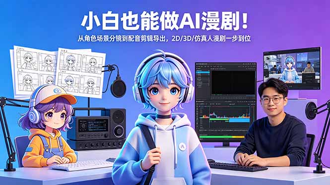 小白也能做AI漫剧！从角色场景分镜到配音剪辑导出，2D/3D/仿真人漫剧一步到位-快名资源网