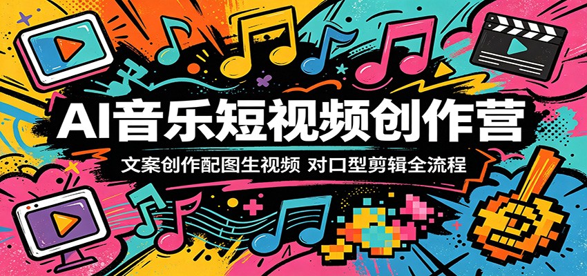 AI音乐短视频创作营：文案创作配图生视频，对口型剪辑全流程-快名资源网