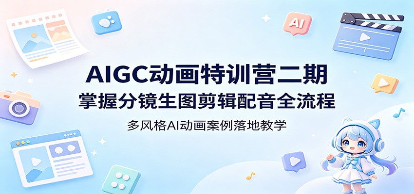 AIGC动画特训营二期：掌握分镜生图剪辑配音全流程，多风格AI动画案例落地教学-快名资源网