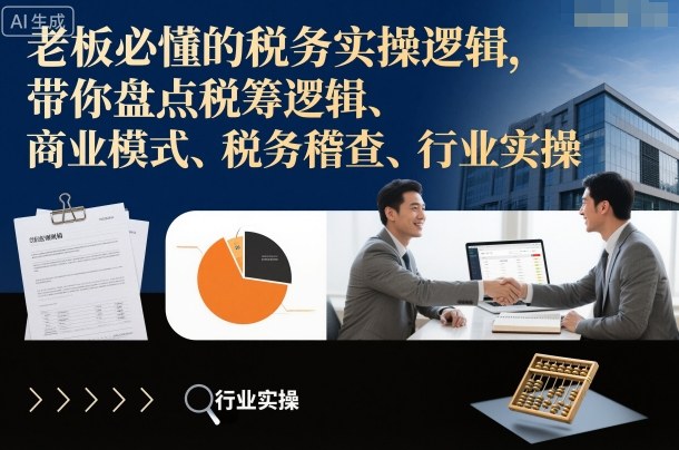 老板必懂的税务实操逻辑，带你盘点税筹逻辑、商业模式、税务稽查、行业实操-快名资源网