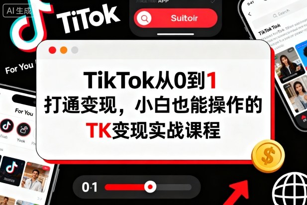 TikTok从0到1打通变现，小白也能操作的TK变现实战课程-快名资源网