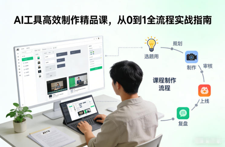 AI工具高效制作精品课，从0到1全流程实战指南-青虫资源网
