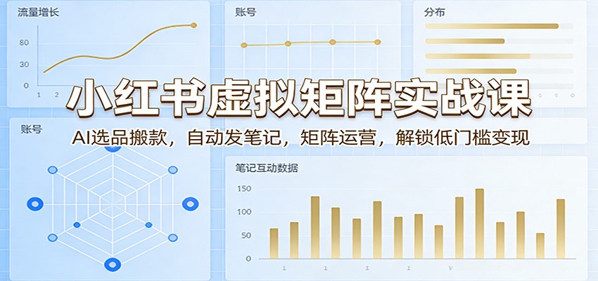 小红书虚拟矩阵实战课：AI选品搬款，自动发笔记，矩阵运营，解锁低门槛变现-快名资源网