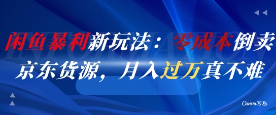 闲鱼暴利新玩法：零成本倒卖京东货源，月入过1W真不难-快名资源网