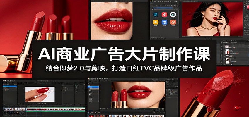 AI商业广告大片制作课：结合即梦2.0与剪映，打造口红TVC品牌级广告作品-快名资源网