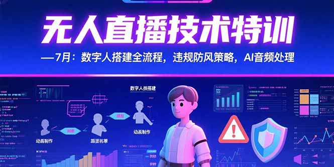 无人直播技术特训-7月：数字人搭建全流程，违规防风策略，AI音频处理-快名资源网