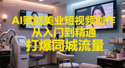 AI赋能美业短视频创作，从入门到精通，打爆同城流量，超级AI工具短视频实操落地-青虫资源网