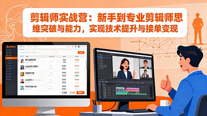 剪辑师实战营：新手到专业剪辑师思维突破与能力，实现技术提升与接单变现-快名资源网