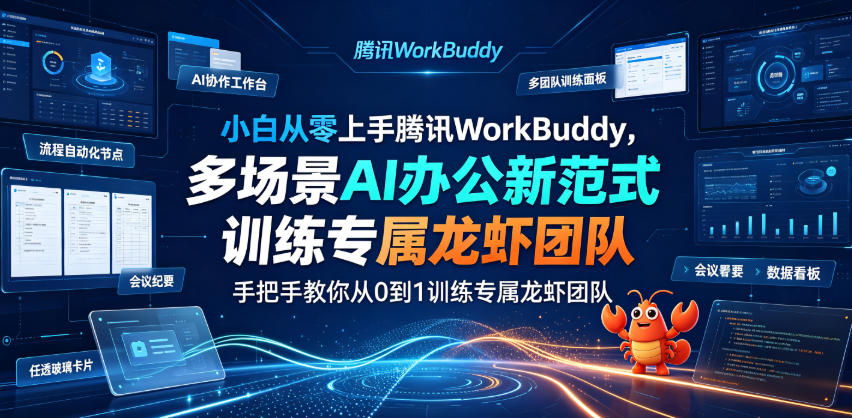 小白从零上手腾讯WorkBuddy，多场景AI办公新范式实战，手把手教你从0到1训练专属龙虾团队-青虫资源网
