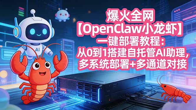 爆火全网【OpenClaw 小龙虾】一键部署教程：从0到1搭建自托管AI助理，多系统部署+多通道对接-快名资源网