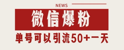 微信爆粉，私域暴力引流打法日引千粉 单号日进50+【揭秘】-快名资源网