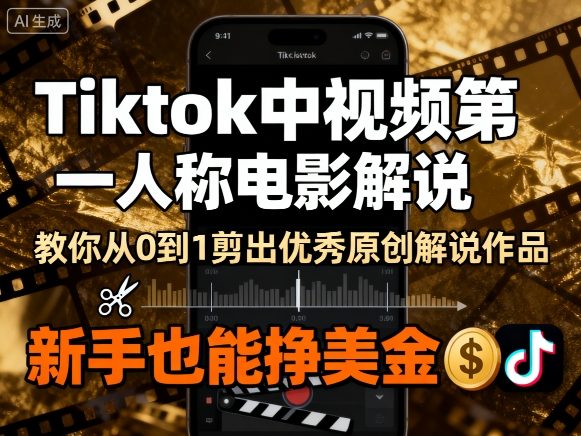 Tiktok中视频第一人称电影解说，教你从0到1剪出一个优秀的原创解说作品，新手也能挣美金-快名资源网