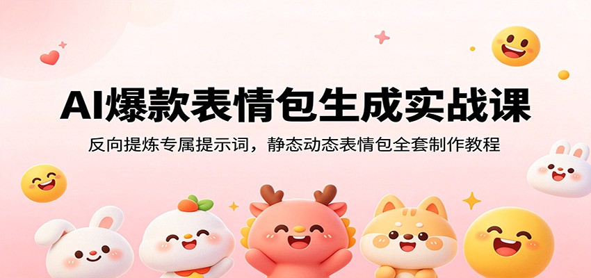 AI爆款表情包生成实战课：反向提炼专属提示词，静态动态表情包全套制作教程-青虫资源网