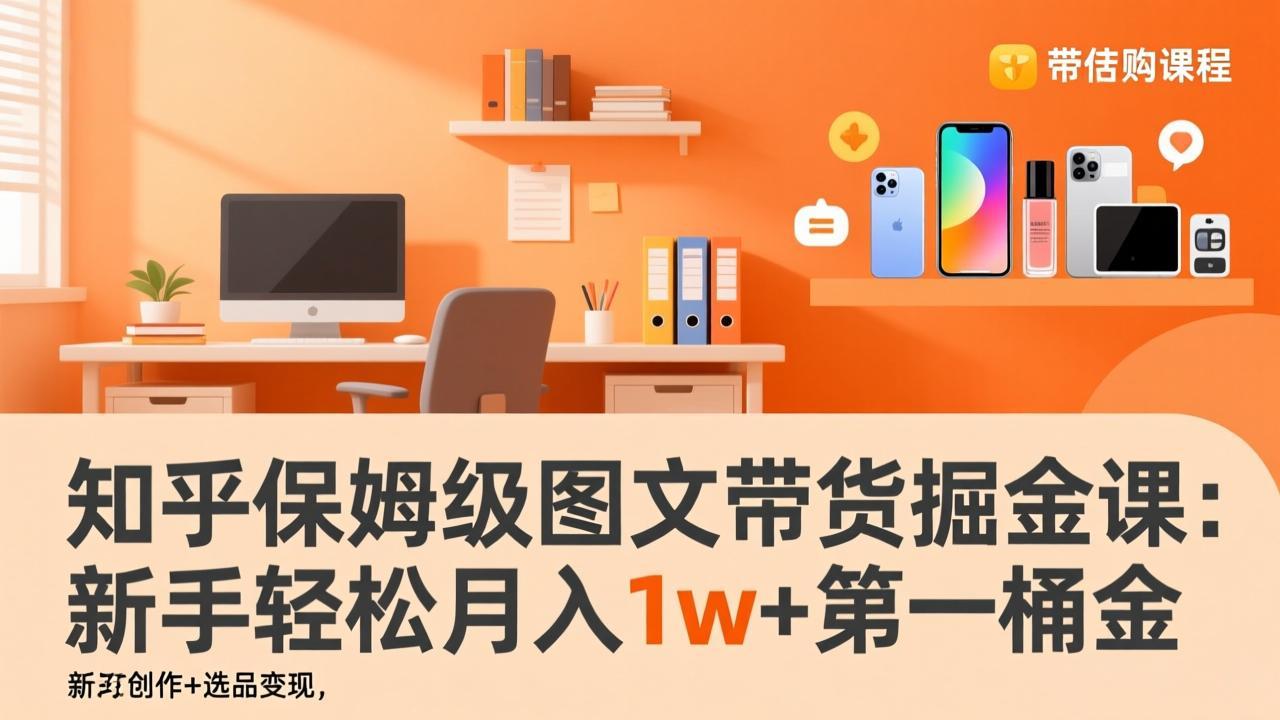 知乎保姆级图文带货掘金课：账号打造+爆文创作+选品变现，新手轻松月入1w+第一桶金-快名资源网