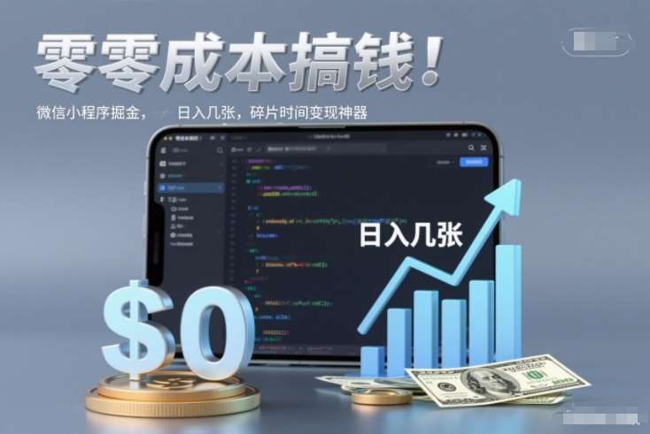 零成本搞钱，微信小程序掘金，简单易操作，日入几张，碎片时间变现神器【揭秘】-快名资源网