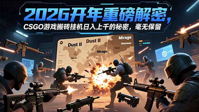 2026开年重磅解密，CSGO游戏搬砖挂机日入上千的秘密，毫无保留-快名资源网