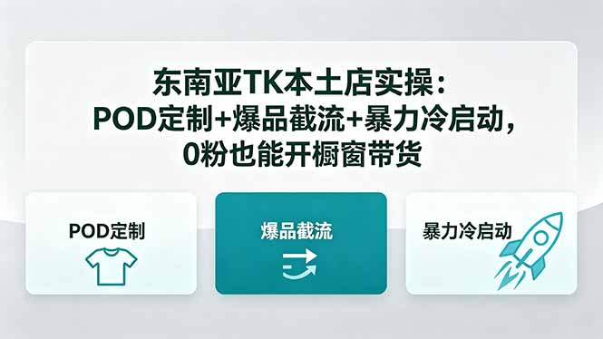 东南亚TK本土店实操-5月更新：POD定制+爆品截流+暴力冷启动，0粉也能开橱窗带货-快名资源网