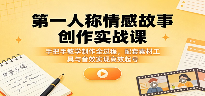 第一人称情感故事创作实战课：手把手教学制作全过程，配套素材工具与音效实现高效起号-快名资源网