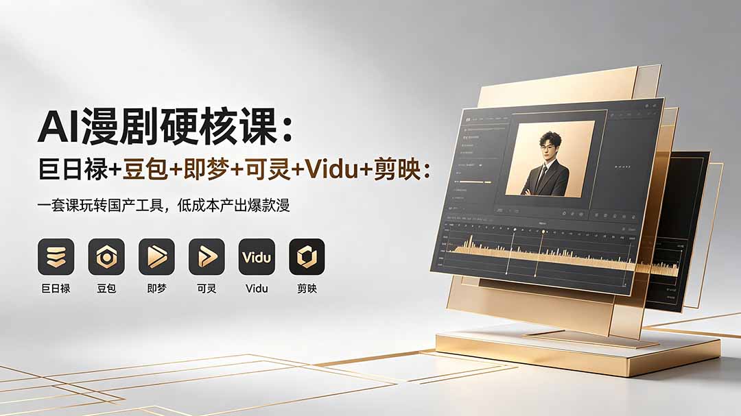 AI漫剧硬核课：巨日禄+豆包+即梦+可灵+Vidu+剪映：一套课玩转国产工具，低成本产出爆款漫剧-快名资源网