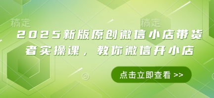2025新版原创微信小店带货者实操课，教你微信开小店-快名资源网