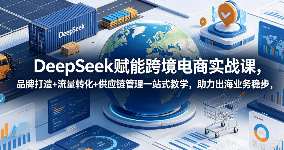 DeepSeek赋能跨境电商实战课，品牌打造+流量转化+供应链管理一站式教学，助力出海业务稳步发展-快名资源网