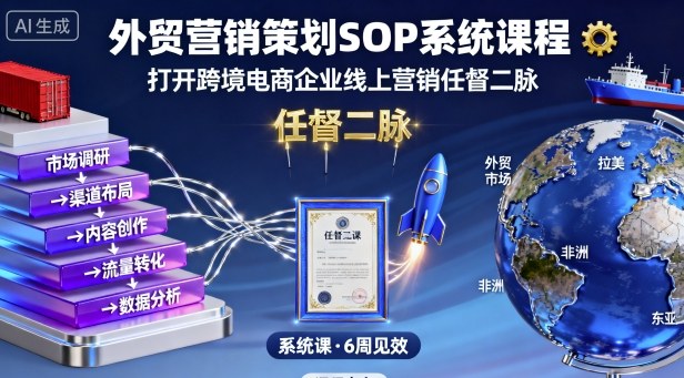 外贸营销策划SOP系统课程，打开跨境电商企业线上营销任督二脉-快名资源网