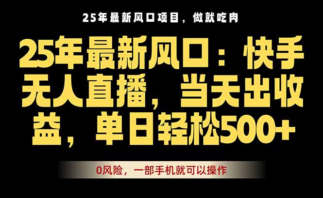 25年最新无人直播玩法，当天秒出单，一部手机就可操作-快名资源网