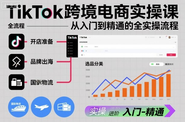 TikTok跨境电商实操课，从入门到精通的全实操流程-快名资源网