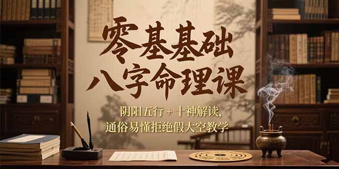零基础八字命理课，阴阳五行+十神解读，通俗易懂拒绝假大空教学-快名资源网