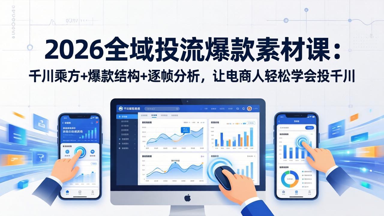 2026全域投流爆款素材课：千川乘方+爆款结构+逐帧分析，让电商人轻松学会投千川-快名资源网