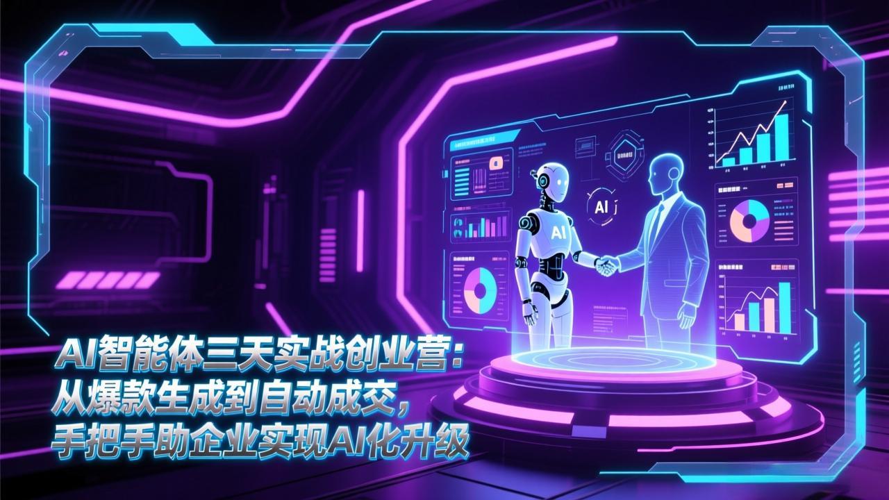AI智能体三天实战创业营：从爆款生成到自动成交，手把手助企业实现AI化升级-快名资源网